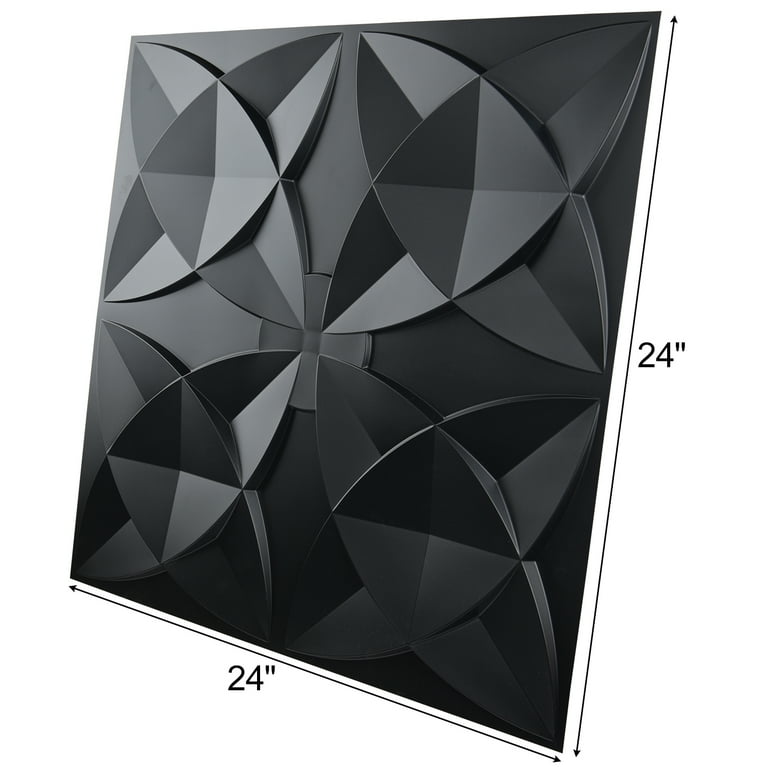 Art3d Decorative Ceiling Tile 2x2 Glue Up, Lay in Ceiling Tile 24x24 Pack  of 12pcs Spanish Floral in Matt White, Black 