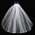 thumbnail image 3 of 2 velos de novia de cristal, velo corto de 1 nivel, malla suave con peine, velo de novia para fiesta de boda, accesorios para el cabello para mujeres y niñas (marfil), 3 of 5