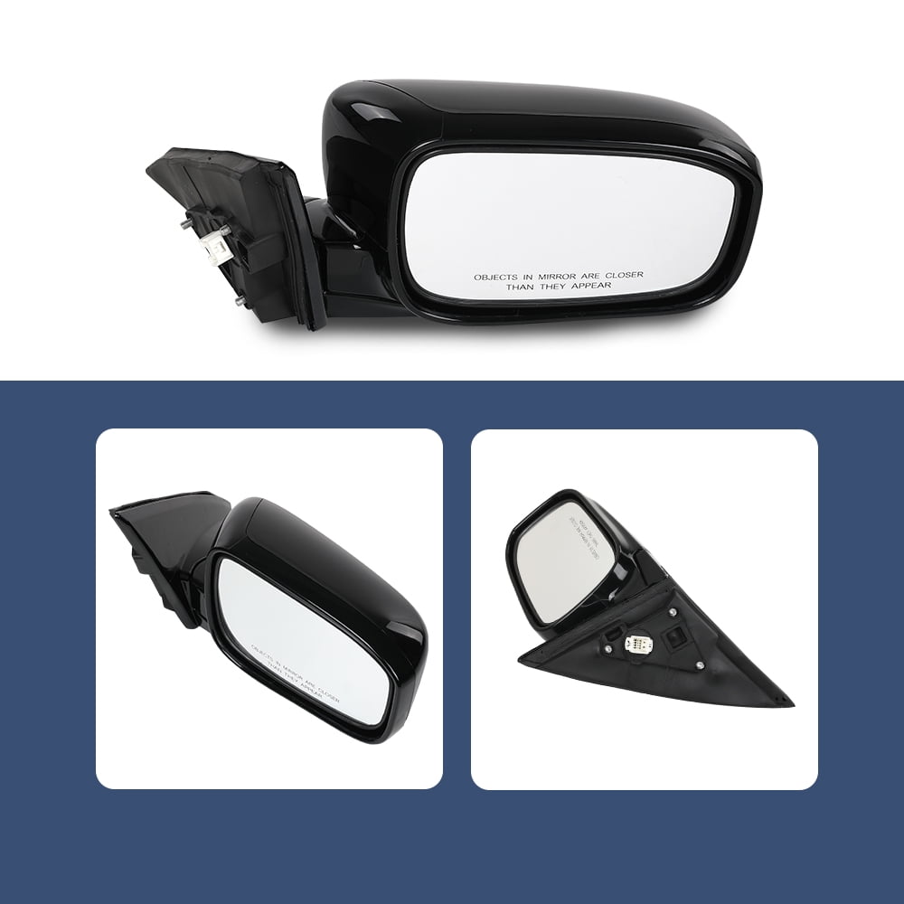 Power Mirror Front Passenger Side Gloss Black Fit for Honda Accord 2003-2007 3-Pin Manual Folding