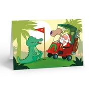 Stonehouse Collection Golfing Gator Holiday Christmas Card - 10010