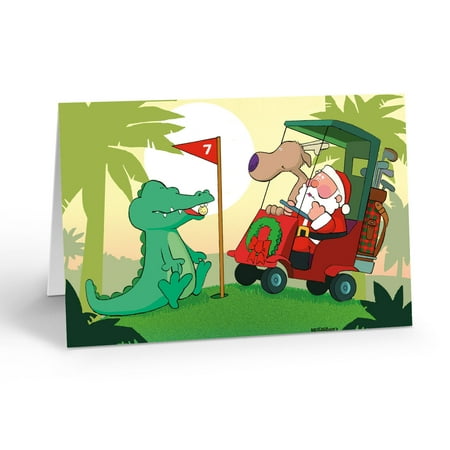 Stonehouse Collection Golfing Gator Holiday Christmas Card - 10010