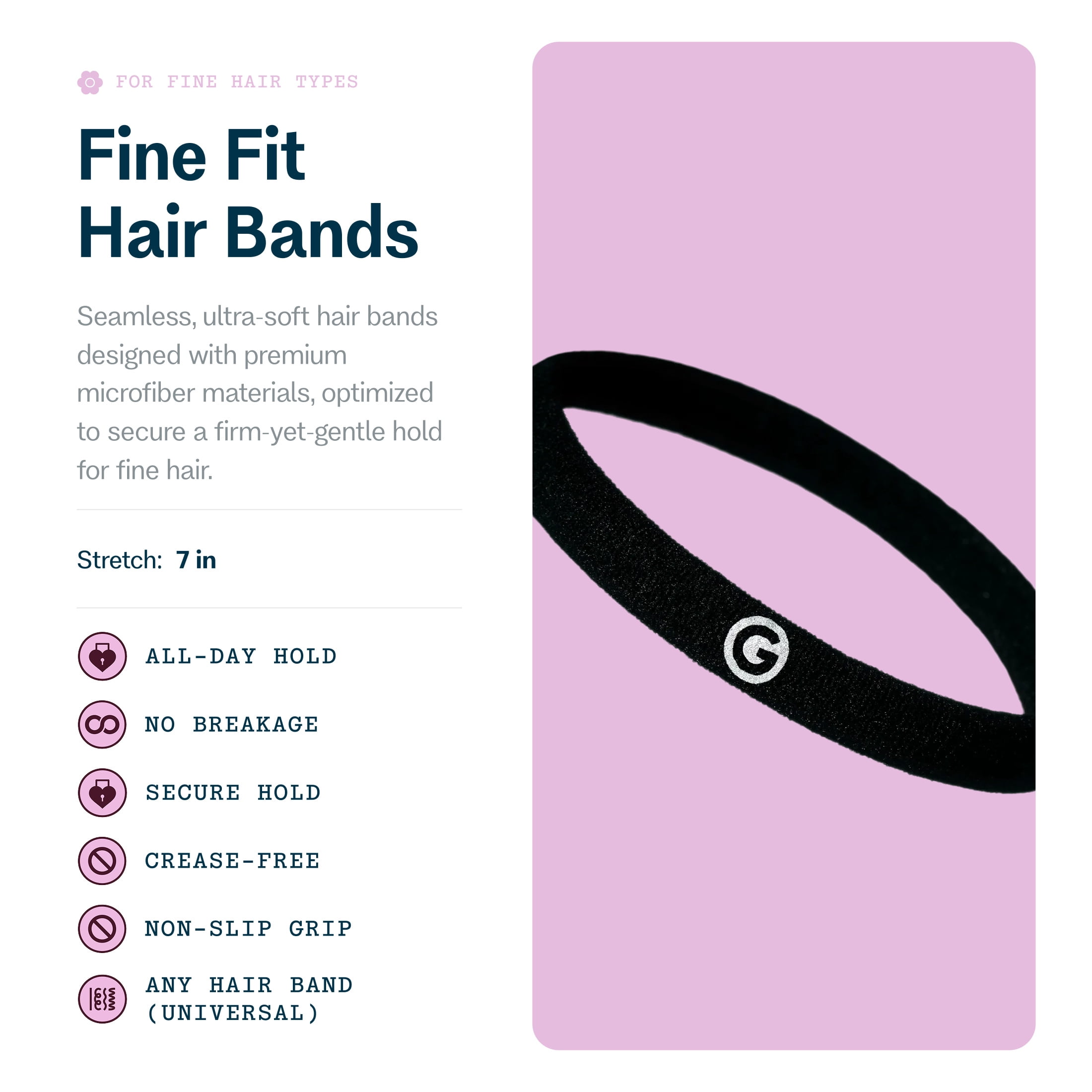 Gimme Beauty Fine Hair Ties Seamless Nylon - 36 Pack, Black