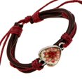 thumbnail image 1 of Pulsera unisex con patrón de corazón de piel de vaca tejida estilo punk vintage (rojo oscuro), 1 of 4