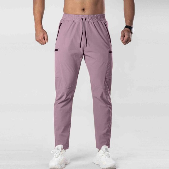 Goodtrade8 Sweatpants Men Zipper Pockets Baggy Athletic Elastic Waist Activewear Joggers Gym Pants for Men Work