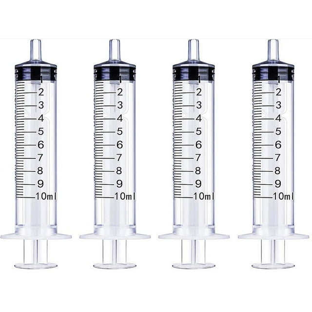 Jeringa de 10 ml para líquidos, uso oral, laboratorios científicos, medición, dispensación, con tapón - paquete de 4