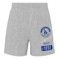 thumbnail image 3 of Infant White/Heather Gray Los Angeles Dodgers Ground Out Baller Raglan T-Shirt and Shorts Set, 3 of 3