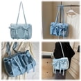 thumbnail image 2 of LHSHID Women Plain Drawstring Tote Bag with Canvas Large Tote Handbag Zipper Female Dating Bag Large Capacity Solid Undera, 2 of 9