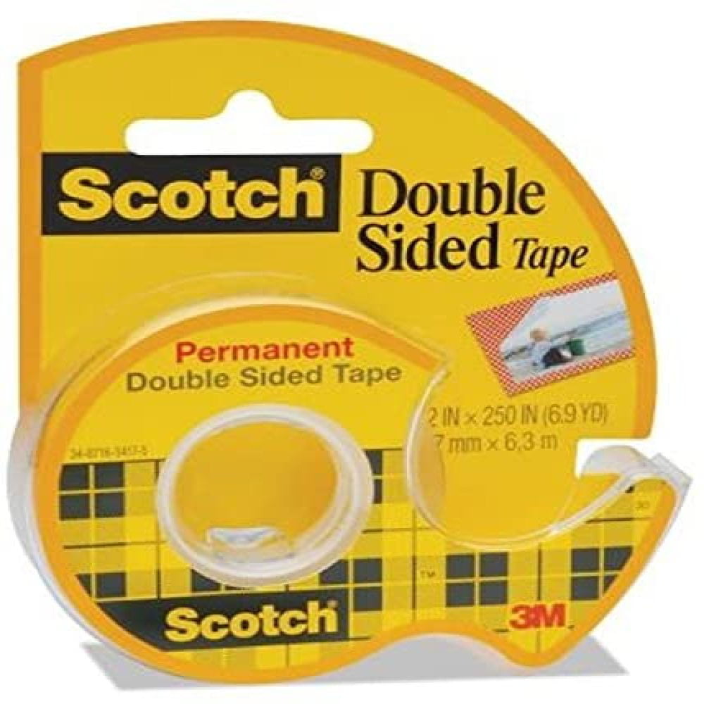 4 Rolls Permanent 1/2" X 250" Clear 3M Double-Sided Tape with Dispenser 