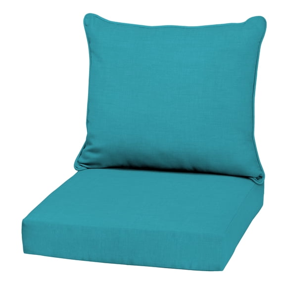 ARDEN Outdoor Deep Seat Cushion Set, 22 in x 24 in, Weather-Proof, Rain-Proof, Fade Resistant Patio Cushion Lake Blue Leala