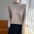 thumbnail image 6 of Women's Mock Turtleneck Sweater, Long Sleeve Embossed Design Pullover, Chunky Knit Winter Top, Solid Color Casual Jumper, Batwing Sleeve Sweater, Everyday Winter Wear Light Ashy M, 6 of 7