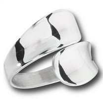 Modern Double Spoon Curved Concave Wrap Ring Stainless Steel Band Gray Jewelry Female Male Size 6