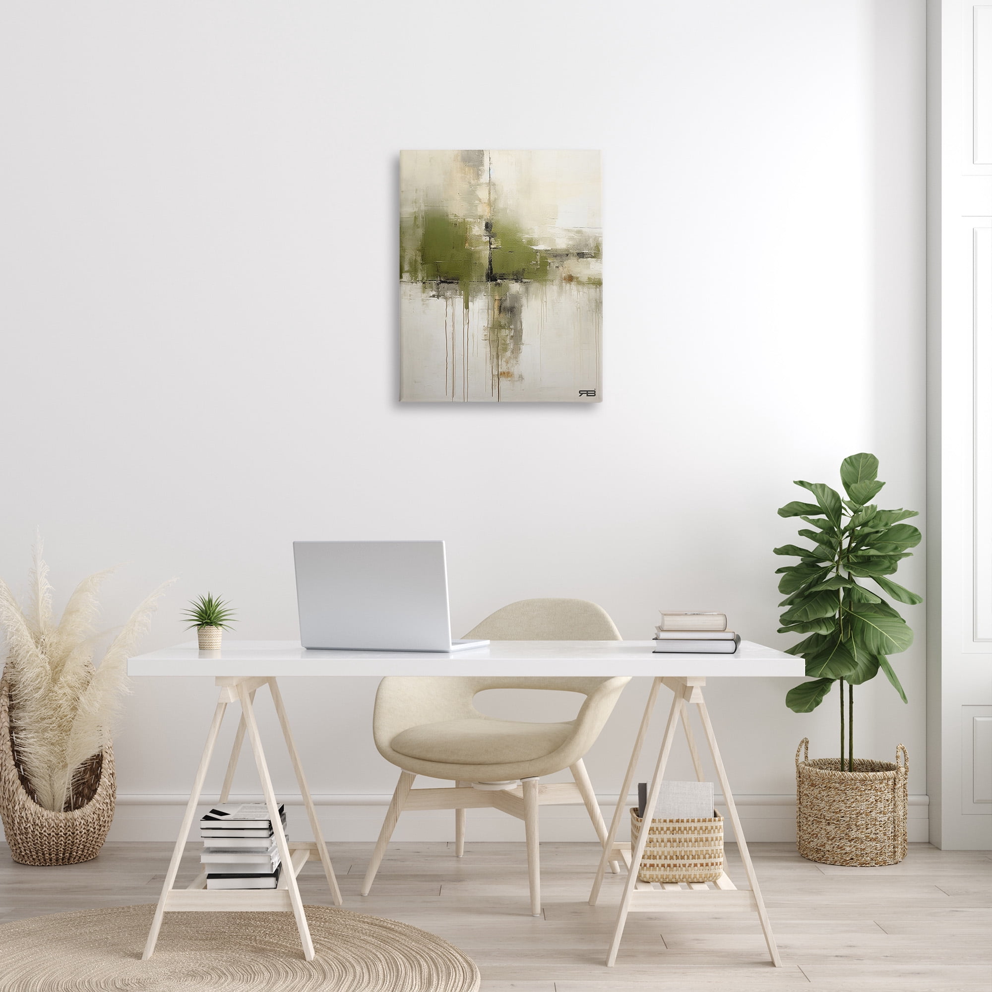 Stupell Industries Modern Paint Drip Horizon Abstract Painting Gallery Wrapped Canvas Art Print Wall Art, 24 x 30