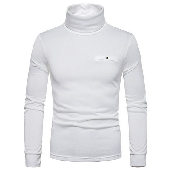 Tejiojio Men's and Big Men's Classic Tops Clearance Men's Turtleneck Long Sleeve Solid Colour Stretch Slim Fit Bottoming Top Blouse