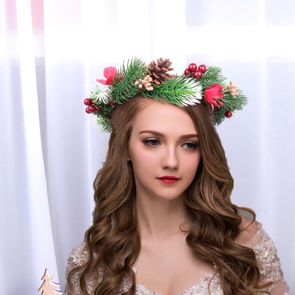 Mobestech Multi Color Christmas Headdress Wedding Hairband Wreath Headband for Decorating Events
