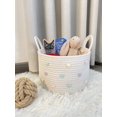 thumbnail image 1 of 1pc White Woven Pet Storage Basket With Heart Print, Suitable For Toys, Snacks And Clothes Storage, 1 of 5