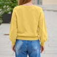 thumbnail image 6 of Women's Button Neck Sweater Long Sleeve Henley Fashion Loose Knit Pullover for Fall and Winter, Casual and Comfortable Top, Ideal for Daily Wear,Yellow,Size L, 6 of 9