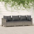 thumbnail image 1 of vidaXL 3 Piece Garden Lounge Set with Cushions Grey Poly Rattan, 1 of 5