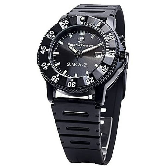 Mens SWAT Watch with Black Rubber Strap