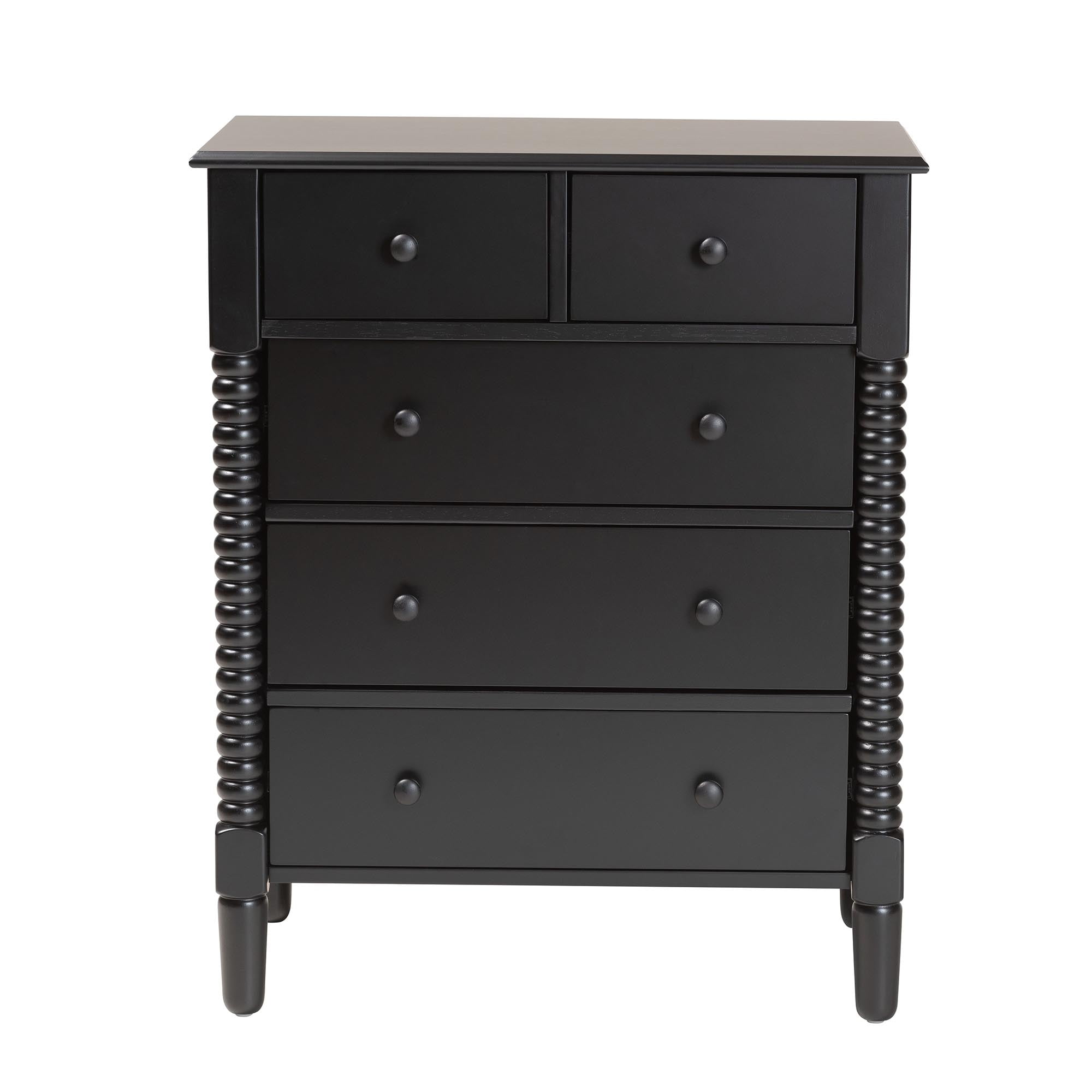 Baxton Studio Braith Farmhouse Chest, 5-Drawer, Black