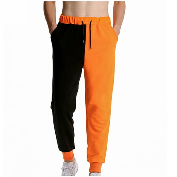 Jacenvly Mens Sweatpants Clearance Long Sports Pants Elastic Waisted Drawstring Pocket Contrast Work Pants for Men and Jogging Pants Fitness Sports Pants Casual Pants
