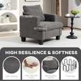 thumbnail image 4 of HOMCOM Fauteuil Moderne, Chaise d'Appoint Rembourrée avec Coussin, Gris Foncé, 4 of 10
