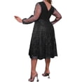 thumbnail image 3 of IBTOM CASTLE Plus Size Wedding Guest Dress for Women Long Sleeve V Neck Mesh Ruffle Sparkle Glitter Cocktail Party Dress XL Black, 3 of 8