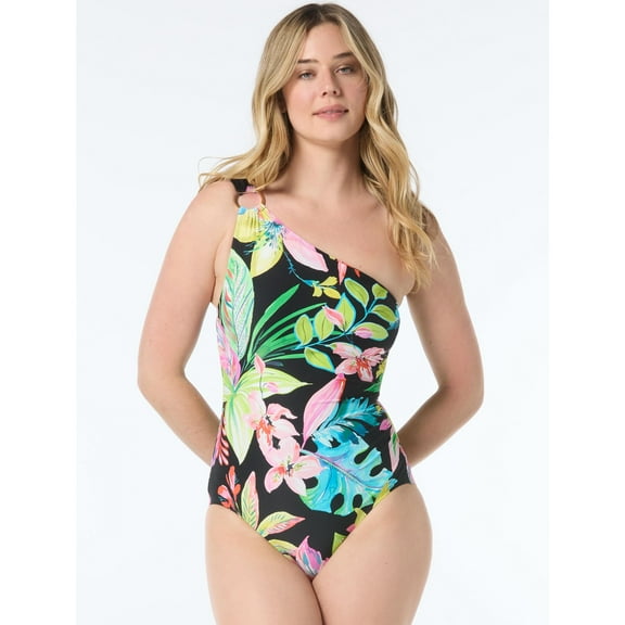 shapemaker One Shoulder One Piece, 004-Black Multi, XS