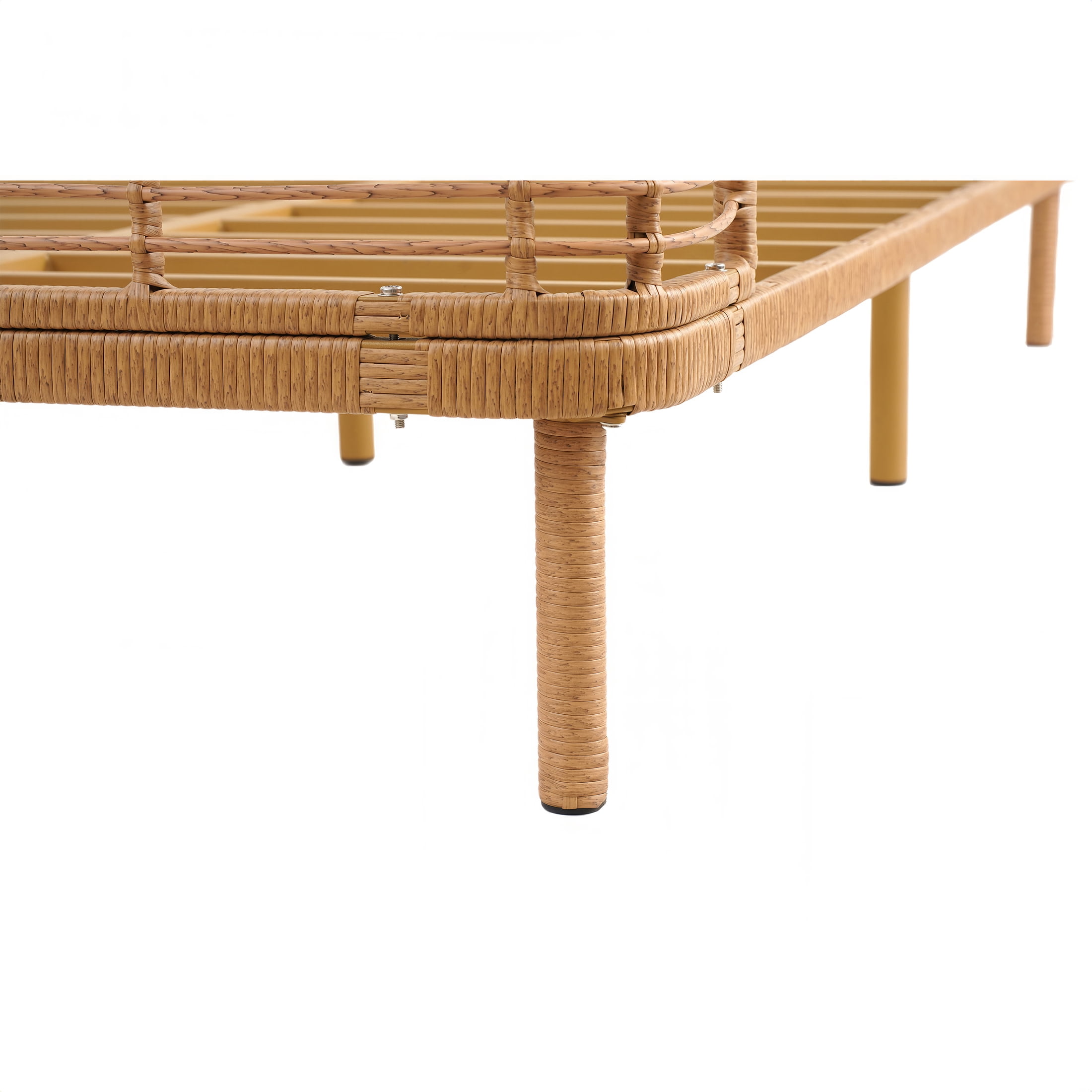 Christopher Knight Home King Size PE Wicker Bed Frame, Wingback, Metal Support, No Box Spring, Natural