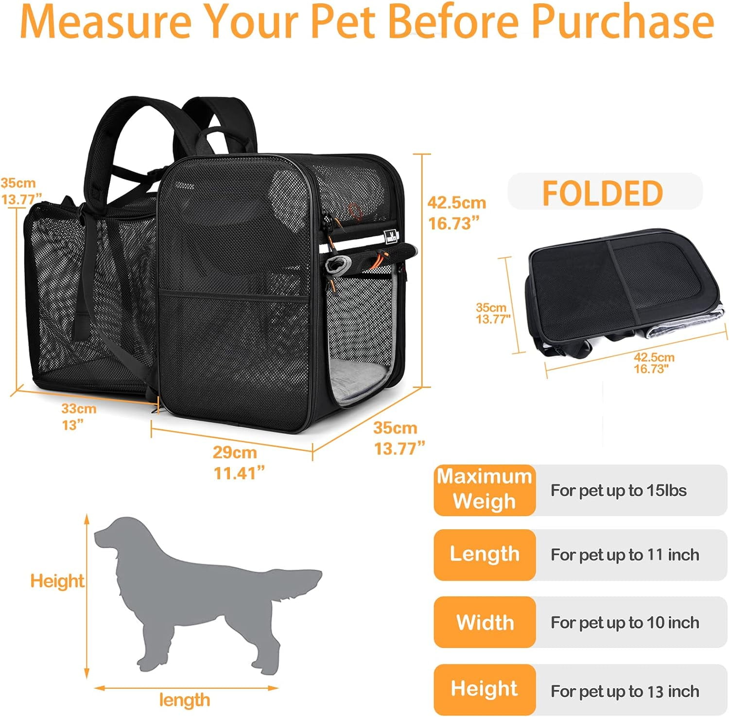 Cat Dog Backpack Carrier Foldable Pet Bag 3 Portable Breathable Carriers Conveyors and Travel Transport Products Accessories