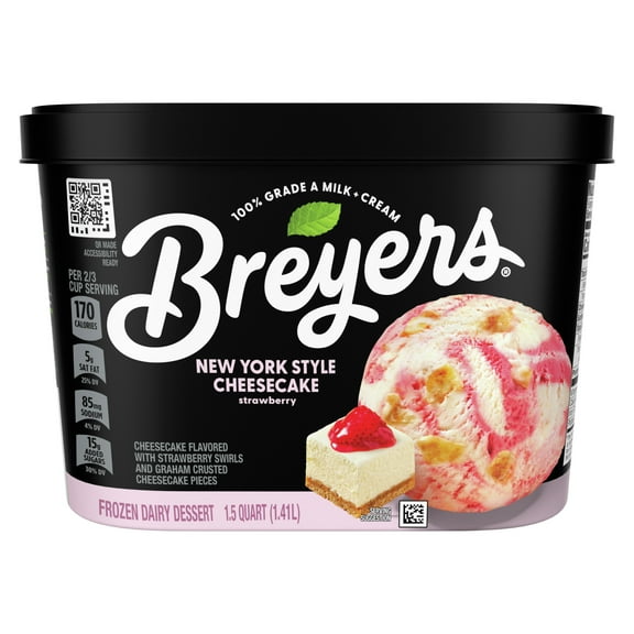 Breyers NY Cheesecake Strawberry Frozen Dessert 100% Grade A Milk & Cream, 48 oz 1 Count