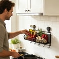 thumbnail image 5 of Hanging Wire Fruit Basket with Suction Cup, Hanging Fruit Baskets for Kitchen Counter, Wall Basket for Kitchen Bathroom Pantry, Space Saving Hanging Kitchen Baskets for Wall Mount Storage, 2 Grid, 5 of 5