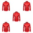 thumbnail image 3 of Sonducket Camisa transpirable para hombre Satén con mangas largas - Trabajo Boda o hogar Camisa para hombre Manga larga formal Rojo grande 2XL Type2 NO2, 3 of 6