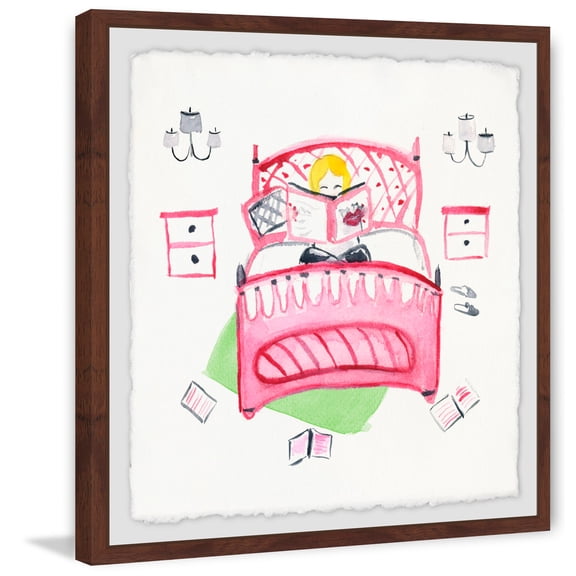 Crazy Pink Bed Framed Painting Print