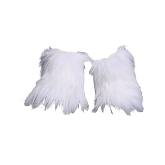 Fangasis Girls Fashion Winter Shoes Color Block Fluffy Boots Walking Non-Slip Fuzzy Booties White 4.5c