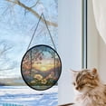 thumbnail image 6 of Sunset Floral Stained Glass Suncatcher – Round Hanging Window Decor, Nature Art Sun Catcher, Handcrafted Boho Home Decoration, Gift for Her, 6 of 8