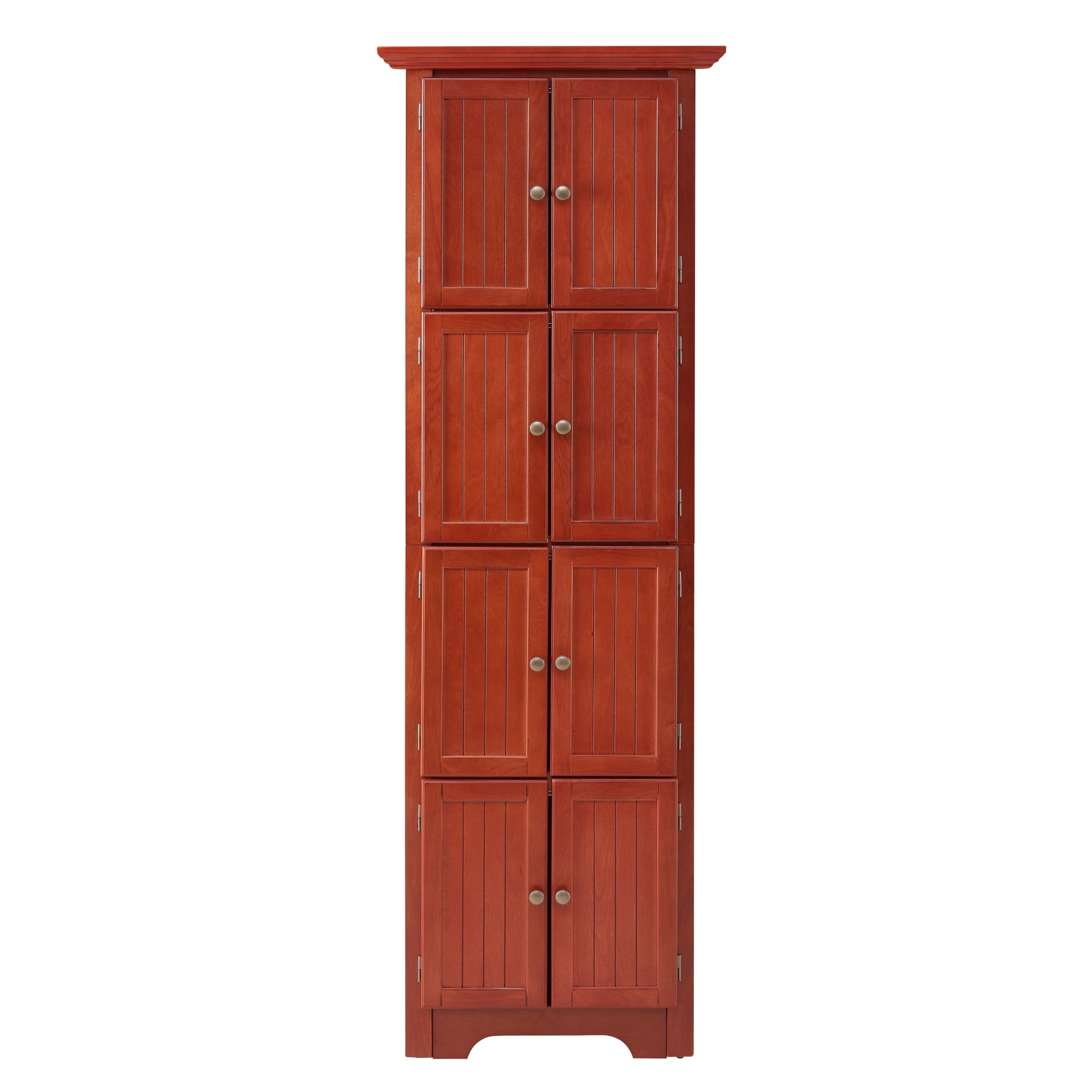 Noble House Willow 72" Corner Pantry Cabinet, 4-Tier Tall Kitchen Storage Bookshelf with Soft Close Doors, Cherry