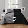 thumbnail image 2 of Elegant Comfort 3-Piece Quilted Reversible Bedspread Coverlet Set with Pillow Shams, Exquisite Diamond Stitching All Season Heavy Weight-Ultra Soft Premium Quilt- King, Black/Gray, 2 of 5