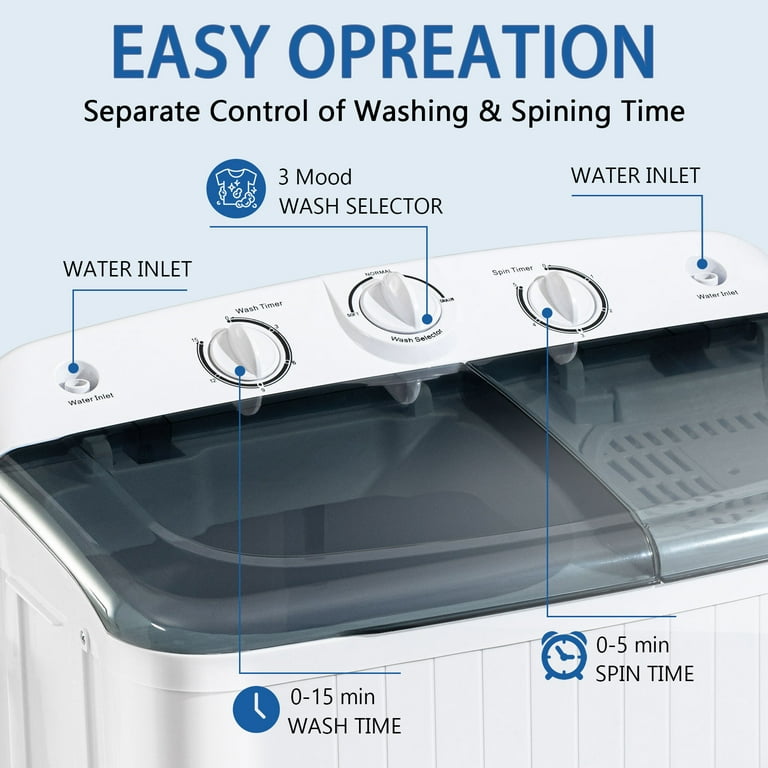 Erivess 20lbs Portable Twin Tub Washing Machine with 12lbs Drain
