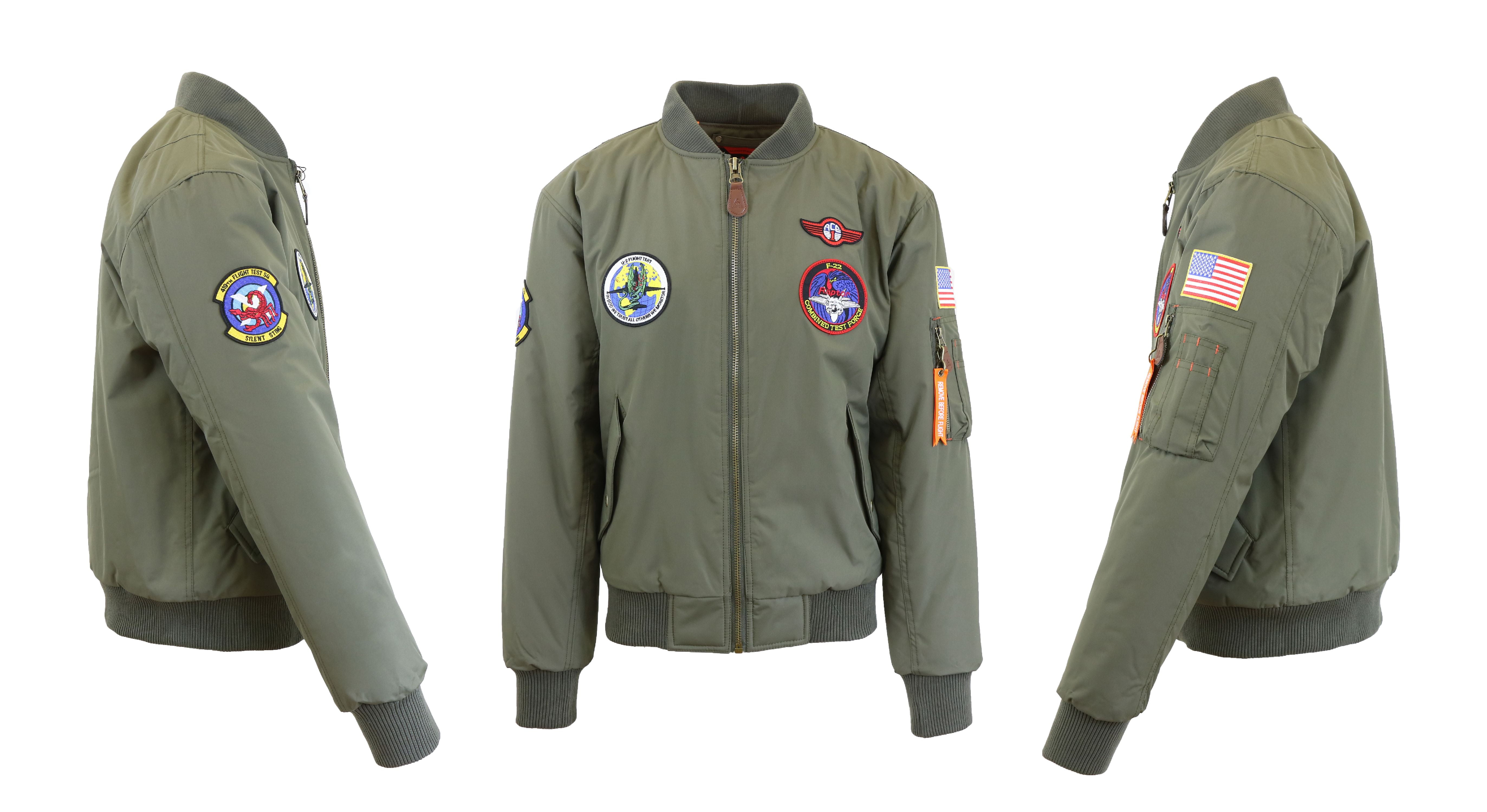 Men's Bomber Flight Jacket w/ Patches - Walmart.com