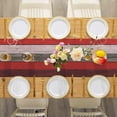thumbnail image 3 of Camino de mesa de lino impermeable, bufandas de arpillera para tocador antideslizantes, estilo rústico, decoración rectangular roja para el hogar (33 x 183 cm), 3 of 6