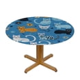 thumbnail image 3 of JEUXUS  Cute Cat Set Round Fitted Tablecloth with Elastic Edge, Cat Pattern Table Cloth Waterproof Wipeable Round Table Cover for Indoor Outdoor Patio, Fits Tables up to Diameter, 3 of 7
