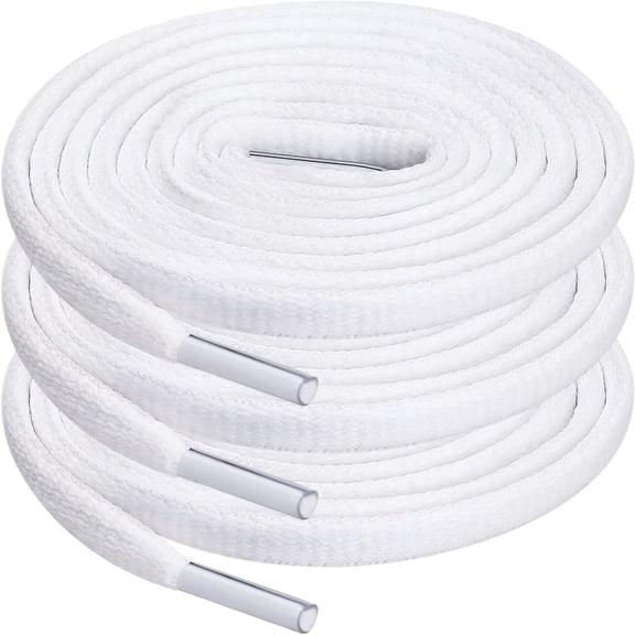 TUWAFE 3 Pairs Oval Shoe Laces, 1/4" Half Round Polyester Shoelaces for Sneakers