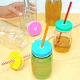 thumbnail image 4 of Southern Homewares Pastel Colored Mason Jar Lids With Hole Set of 4 Jar Lids Kids Colorful Jar Lids with Drinking Straw Holes, 4 of 6