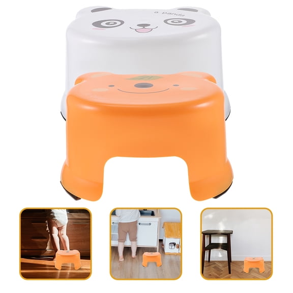 Supvox 2Pcs Portable Plastic Step Stool Assorted Color Lightweight Safety Low Stool for Home
