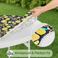 thumbnail image 5 of Yellow Lemon Fruit Slices DarkBlue Pattern Round Fitted Tablecloth with Elastic Edge,Dining Table Cover Waterproof,Outdoor Round Tablecloth for Camping,Dining,Indoor and Outdoor, 5 of 7
