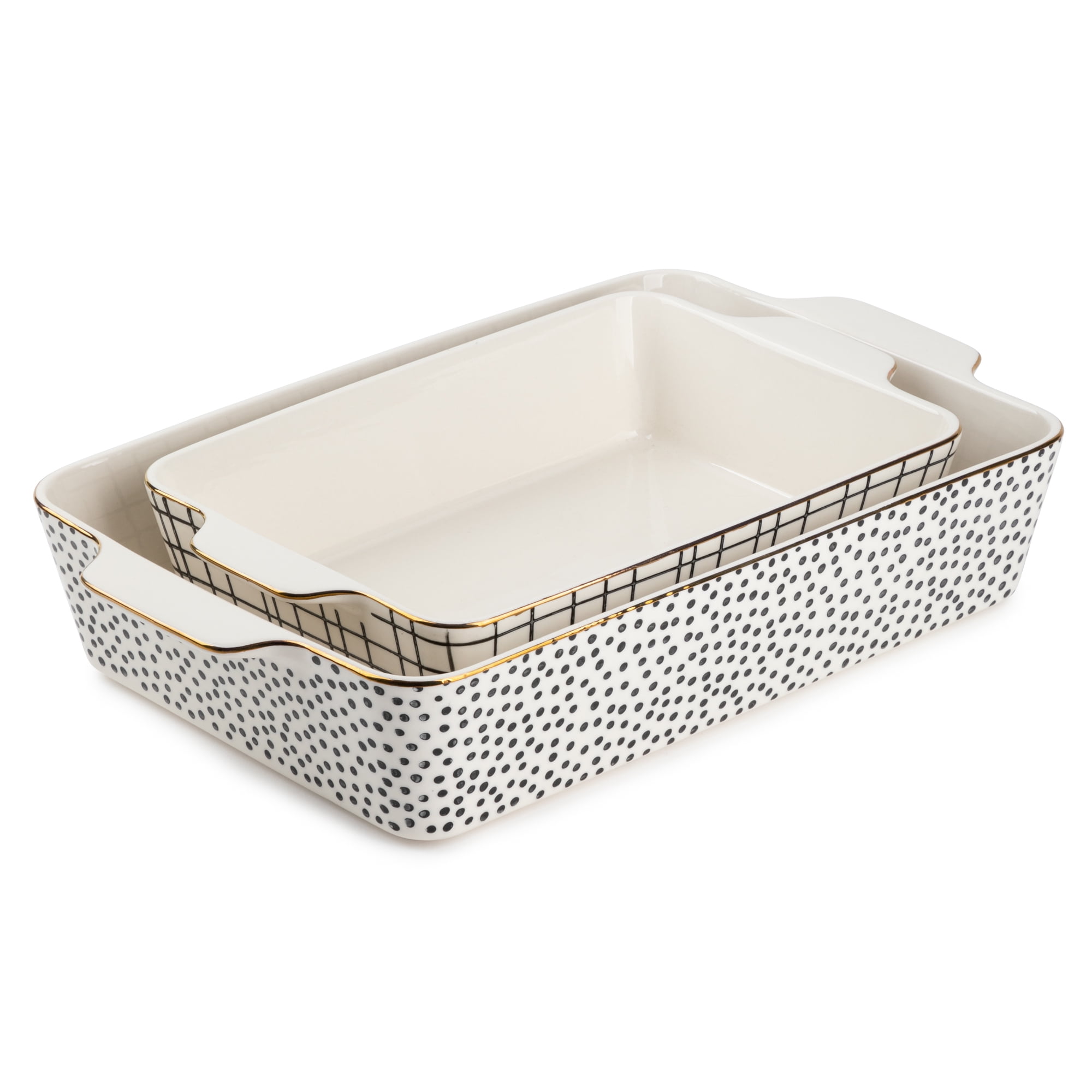 Ceramic Baking Dishes Oven to Table Serving Bakers Kitchen Bakeware 2-Piece