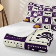 thumbnail image 4 of Feelyou Cute Ghost Skull Twin Quilt Set, Halloween Crow Pumpkin Twin Coverlet Set, Purple Cream, 2pcs, 1 Comforter and 1 Pillowcase, 4 of 7
