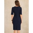 thumbnail image 3 of DARING DIVA Crew Neck Short Sleeve Trendy Ruched Dress XS Navy, 3 of 6