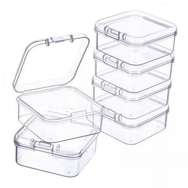 GROWTH TANK 6x6x Mini Jewelry Storage Box Transparent Square with Lid for Earplugs Crafts M