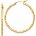 thumbnail image 1 of 10K Yellow Gold Diamond-Cut 2mm Round Tube Hoop Earrings (36.77 X 34.86) Made In Peru 10tc395, 1 of 6